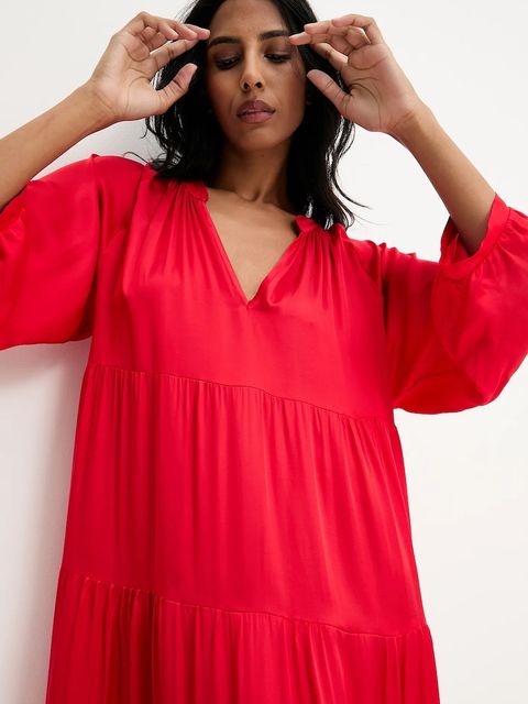Answear.LAB sukienka kolor czerwony maxi rozkloszowana - zdjęcie produktu nr 2