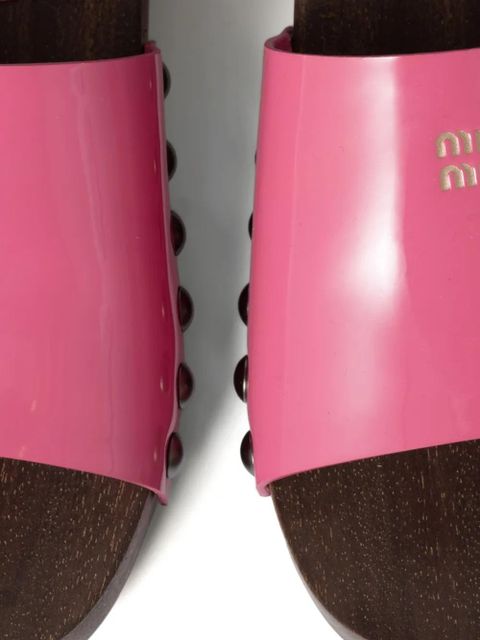 Miu Miu logo-print slides - Pink
