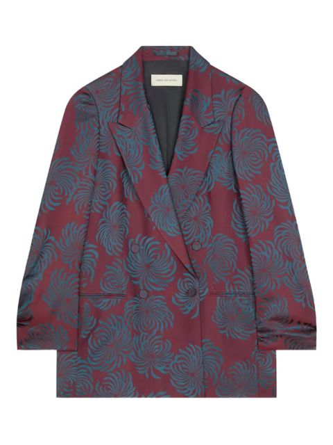 DRIES VAN NOTEN floral double-breasted blazer - Red - zdjęcie produktu nr 1