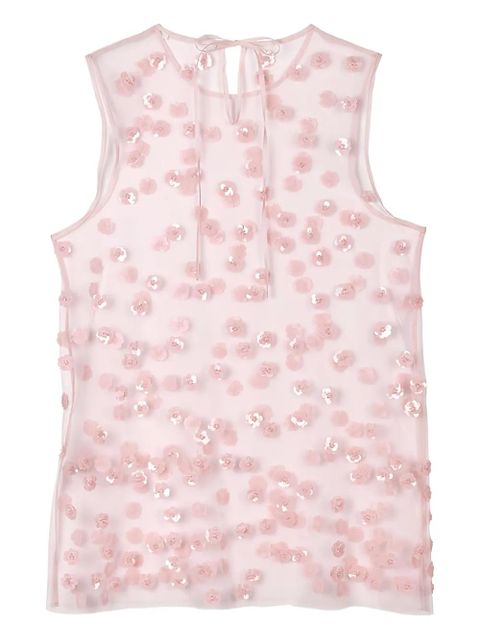 Cecilie Bahnsen Utania sequin blossom tulle top - Pink - zdjęcie produktu nr 2