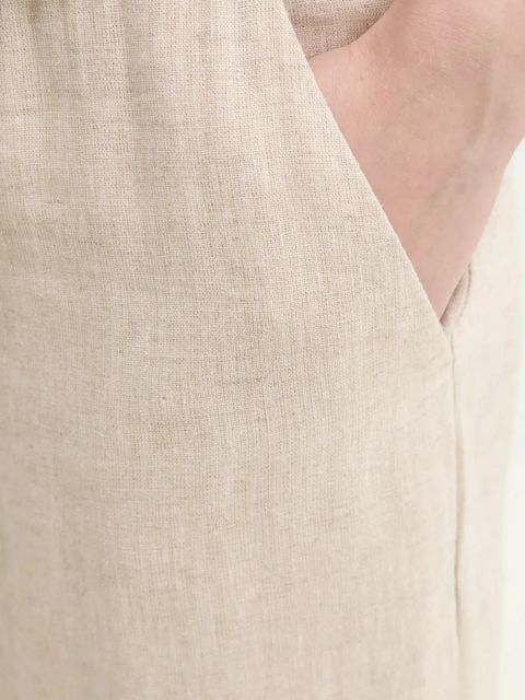 Abercrombie & Fitch spodnie lniane damskie kolor beżowy szerokie high waist KI156-5129