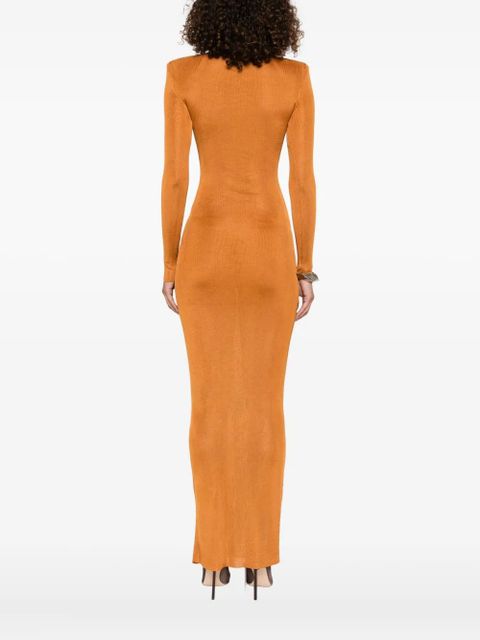 Self-Portrait high-neck long-sleeve dress - TAN