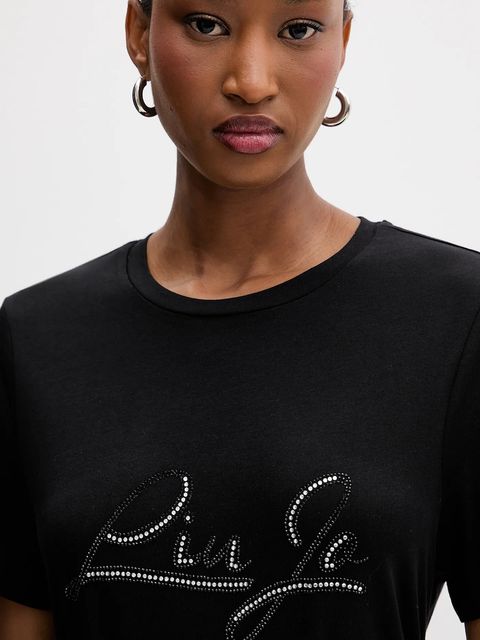 Liu Jo t-shirt bawełniany damski kolor czarny MF5410 JS923 - zdjęcie produktu nr 2