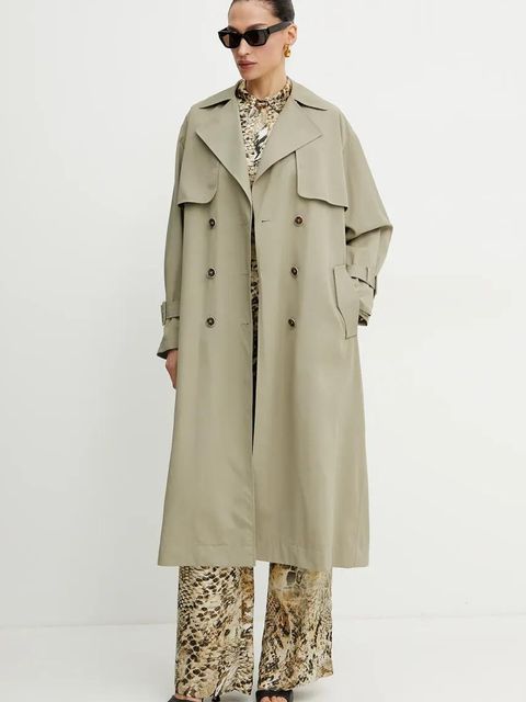 Guess trencz AMIRA damski kolor zielony przejściowy oversize W5GL33 WHAE2