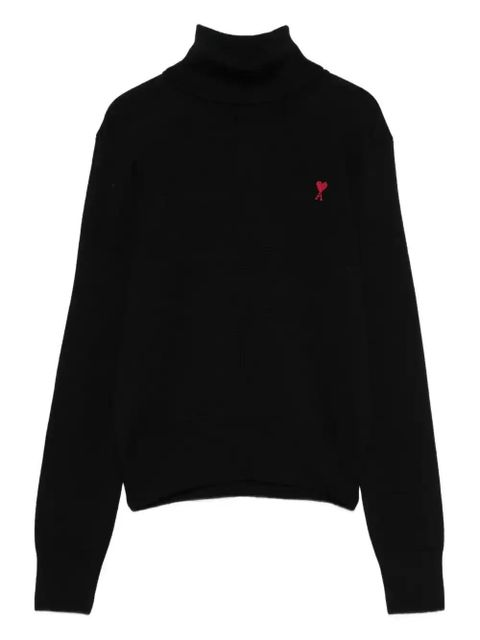 AMI Paris logo-embroidered turtleneck sweater - Black
