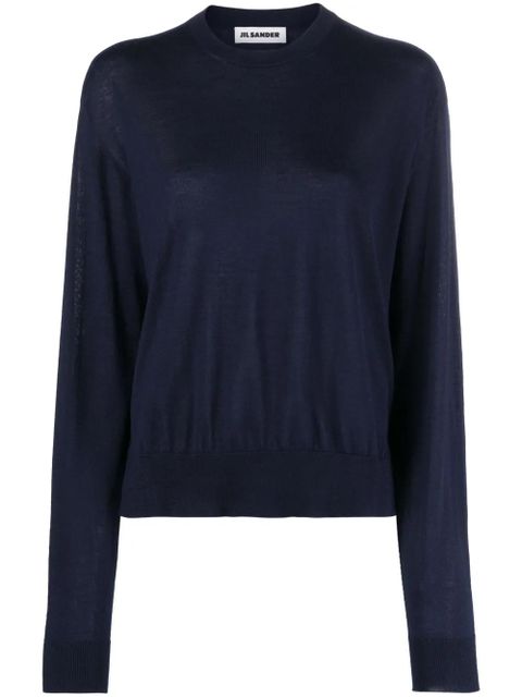 Jil Sander ribbed crew neck jumper - Blue - zdjęcie produktu nr 1