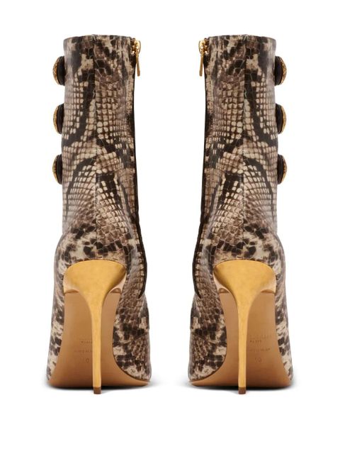 Balmain Alma 95mm snakeskin-effect boots - Brown