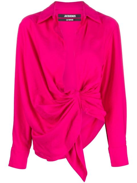 Jacquemus knot-detail long-sleeve shirt - Pink - zdjęcie produktu nr 1