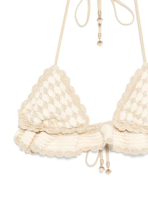 ZIMMERMANN crochet ruffled bikini - Neutrals
