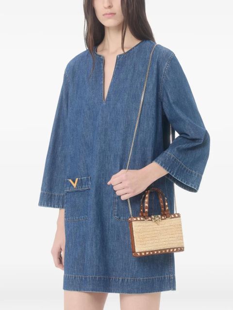 Valentino Garavani mini Rockstud raffia tote bag - Neutrals - zdjęcie produktu nr 2