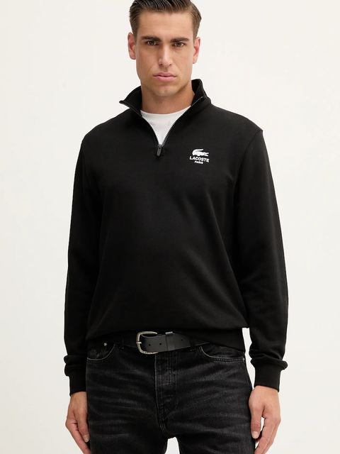 Lacoste bluza bawełniana kolor czarny z nadrukiem SH2735