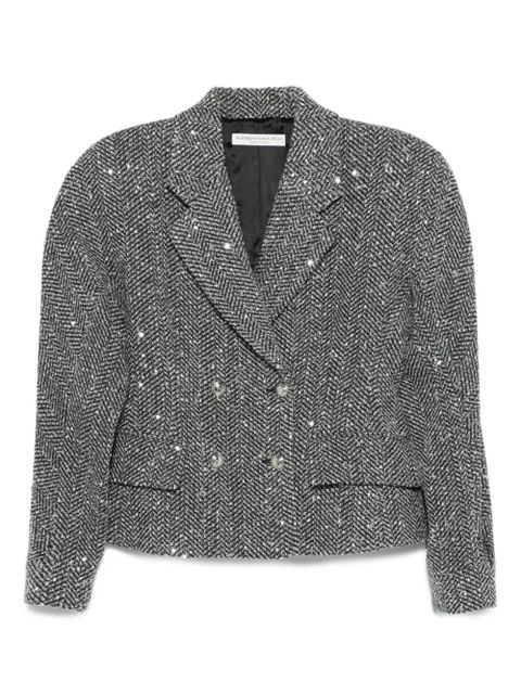 Alessandra Rich sequin-embellished herringbone jacket - Grey - zdjęcie produktu nr 1