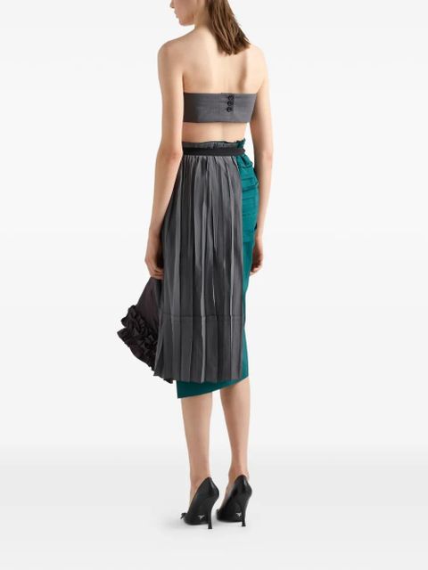 Prada patchwork grosgrain midi skirt - Green