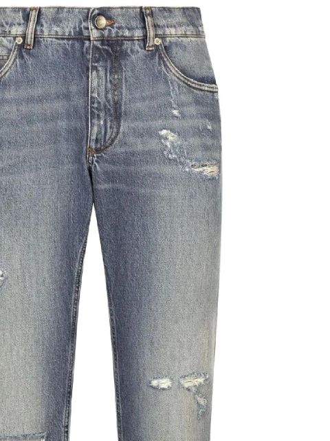 Dolce & Gabbana distressed logo-plaque jeans - Blue
