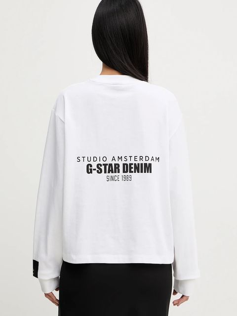 G-Star longsleeve bawełniany kolor biały D27977-C336 - zdjęcie produktu nr 1