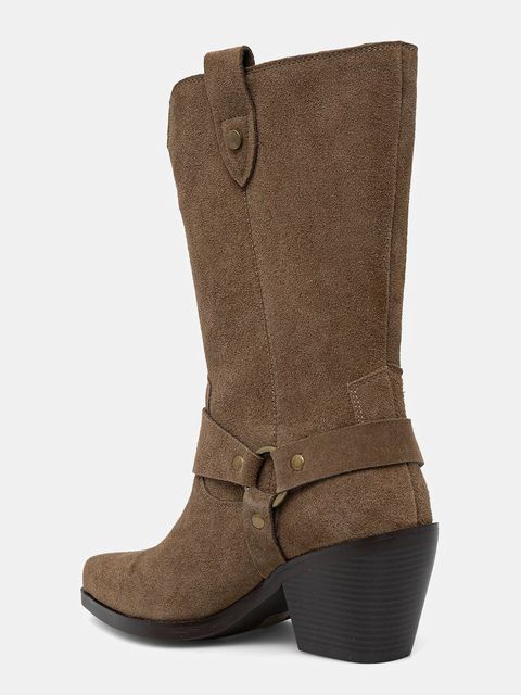 Answear.LAB kowbojki zamszowe kolor brązowy na słupku