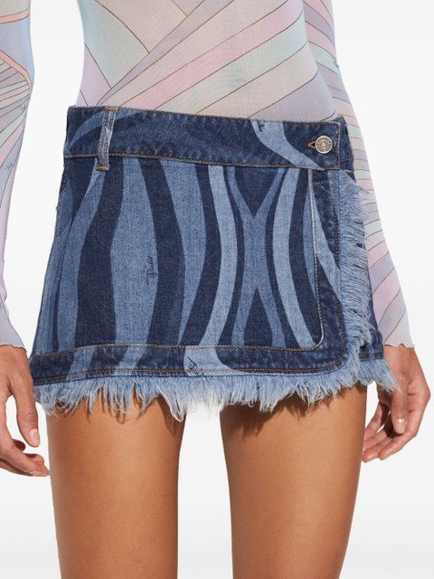 PUCCI Marmo-print denim mini skirt - Blue