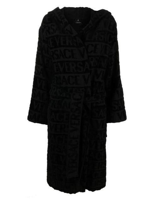 Versace logo towelling belted robe - Black - zdjęcie produktu nr 1