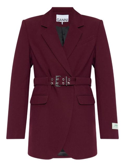 GANNI belted-waist blazer - Red - zdjęcie produktu nr 1