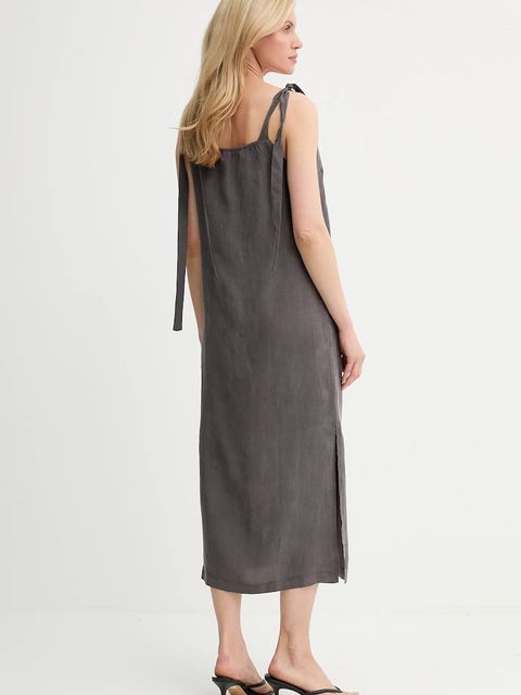 Answear.LAB sukienka kolor brązowy midi dopasowana