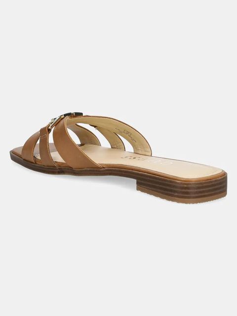 Guess klapki skórzane REALLA damskie kolor brązowy FLJRLL LEA19