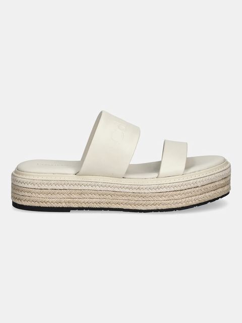 Calvin Klein klapki skórzane FLATFORM WEDGE SLIDE - HE - zdjęcie produktu nr 1