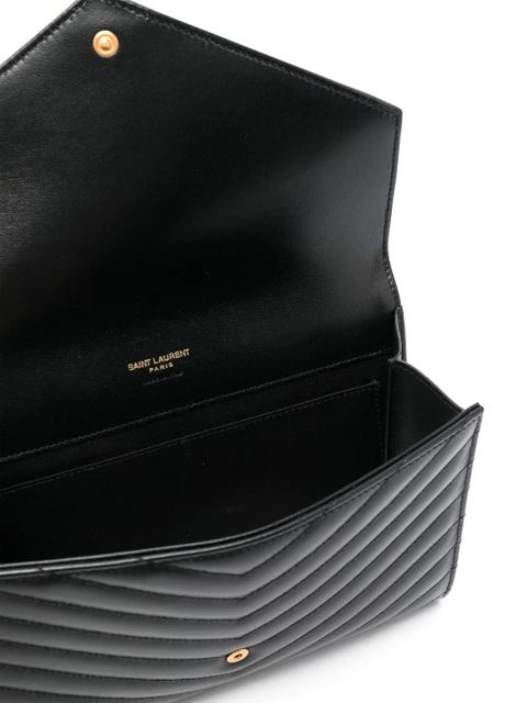 Saint Laurent Cassandre matelassé leather clutch bag - Black