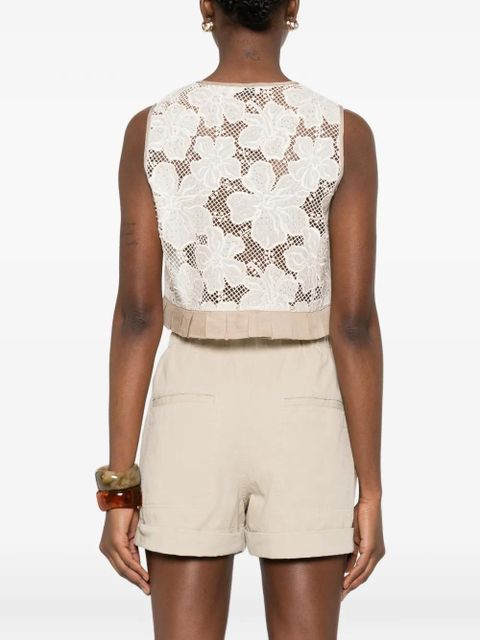 SANDRO floral lace tie top - Neutrals