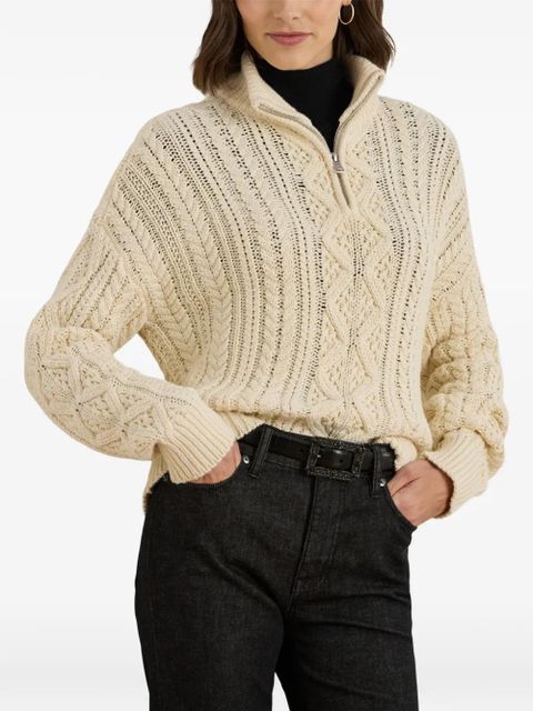 Lauren Ralph Lauren cable-knit quarter-zip sweater - Neutrals