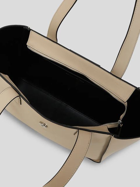 Karl Lagerfeld torebka skórzana K/SIGNATURE kolor beżowy A3W30133