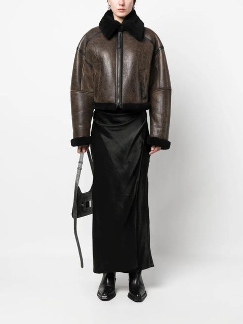 Acne Studios shearling-trim leather jacket - Brown