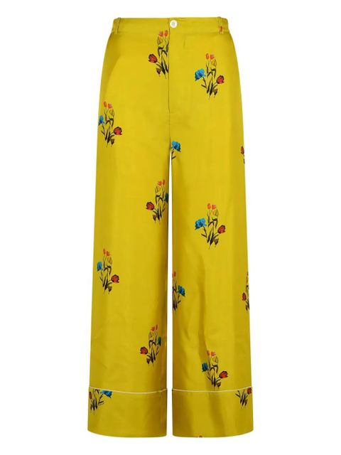 Marni floral-print elastic-waistband straight trousers - Yellow - zdjęcie produktu nr 1