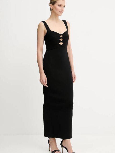 Herve Leger sukienka Alessia kolor czarny midi dopasowana CBW8524694