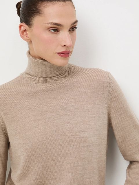 Medicine sweter z wełny merino kolor beżowy z golfem