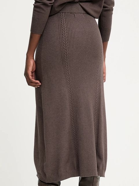 Answear.LAB spódnica z kaszmirem kolor brązowy midi rozkloszowana - zdjęcie produktu nr 2