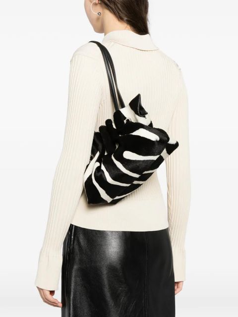 Ferragamo animal-printed calf hair shoulder bag - Black
