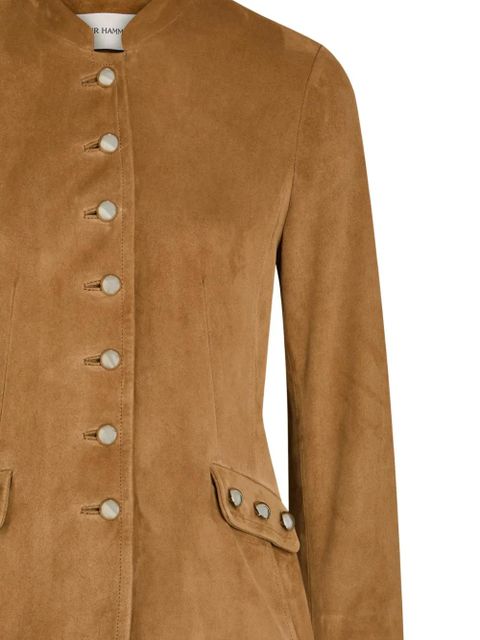Nour Hammour mandarin-collar suede jacket - Brown - zdjęcie produktu nr 2