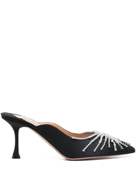 Aquazzura 75mm crystal embellished satin mules - Blue - zdjęcie produktu nr 1