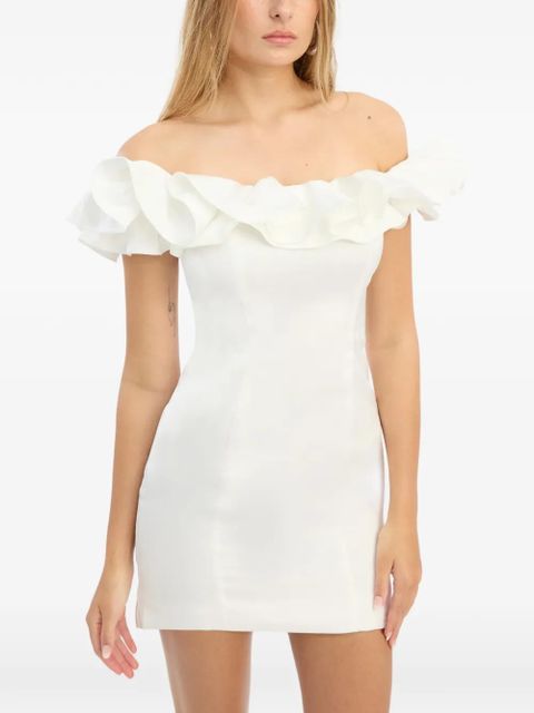 ROTATE BIRGER CHRISTENSEN ruffle satin mini dress - White