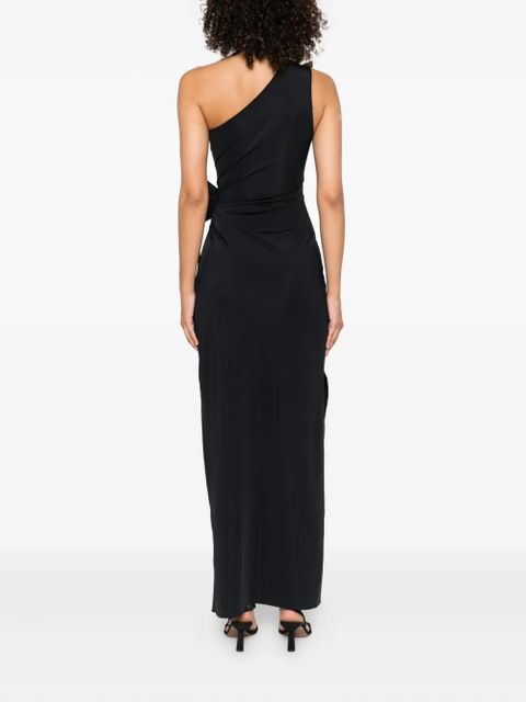 Coperni one-shoulder flower-embellished maxi dress - Black