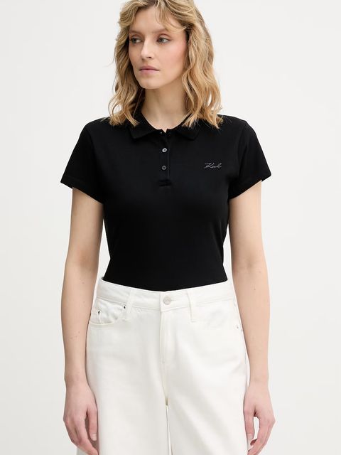 Karl Lagerfeld polo damskie bawełniane z elastanem - zdjęcie produktu nr 2