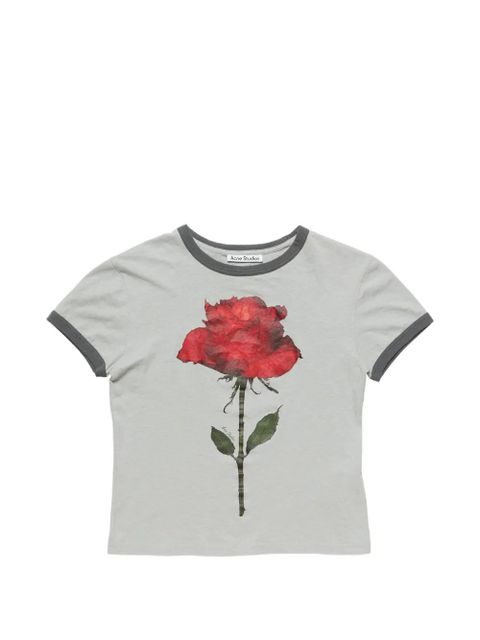 Acne Studios rose-print ringer T-shirt - Grey - zdjęcie produktu nr 1