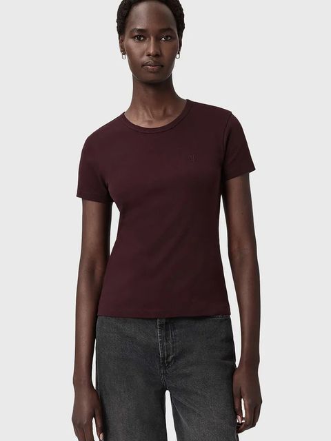 AllSaints t-shirt bawełniany damski kolor czerwony W285JC