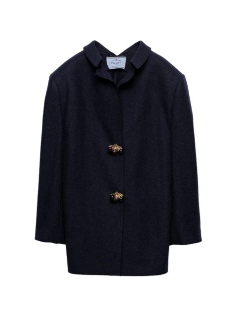 Prada Shetland wool jacket with jewel buttons - Blue - zdjęcie produktu nr 1