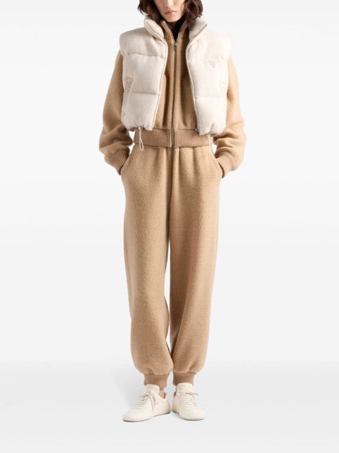 Prada logo-embroidered down vest - Neutrals