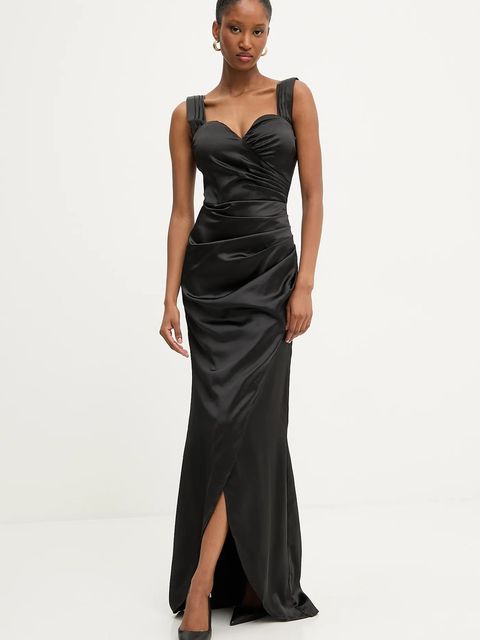 Answear.LAB sukienka kolor czarny maxi rozkloszowana