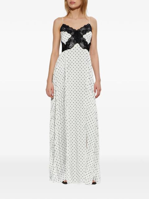 Self-Portrait polka-dot lace-trim dress - White