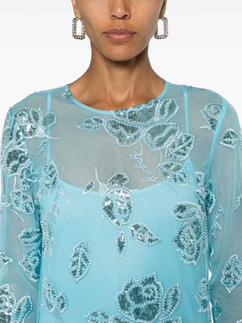 ROTATE BIRGER CHRISTENSEN floral-embroidery maxi dress - Blue