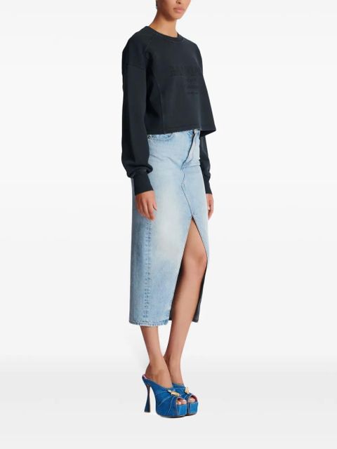 Balmain logo-embroidered sweatshirt - Grey