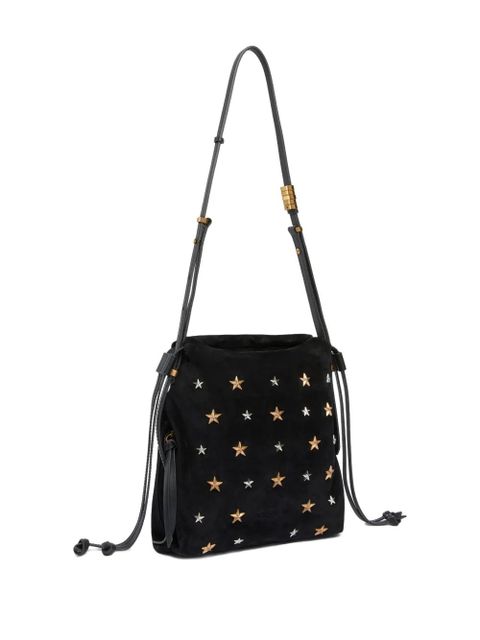 PINKO star-embellished suede shoulder bag - Black
